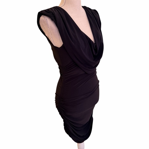 Ramy Brook Black Draped Cowl Neck Ruched Jersey Knit "Venus" Mini Dress S - Picture 7 of 12